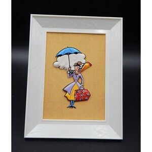 Walt Disney Puffy Mary Poppins 2-D Wall Art Picture Frame 1960s Hanging